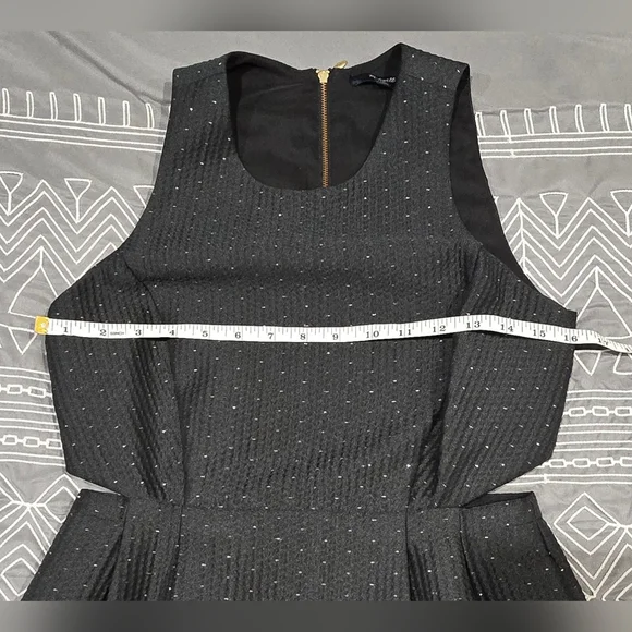 Madewell Nightfall Jacquard Cutout Black And Sparkle Dress Size 2 - Picture 3 of 9